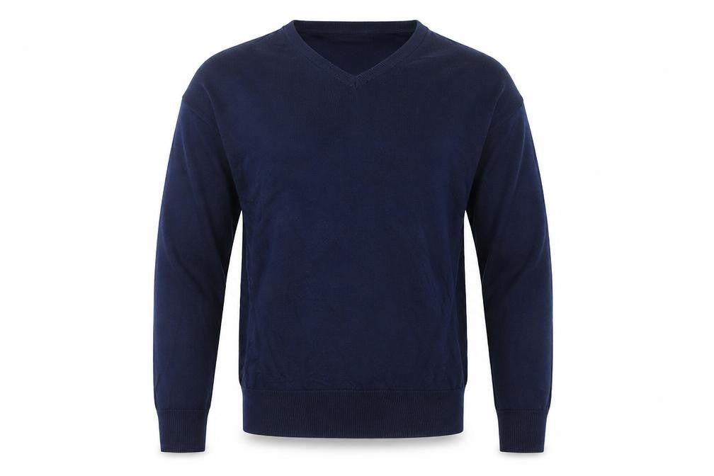 T.M. Lewin Men's Blue Cotton V-Neck Pullover Jumper Size S