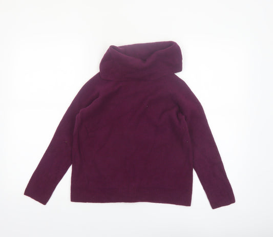 Bella di Notte Womens Purple Roll Neck Lambswool Jumper Size 12