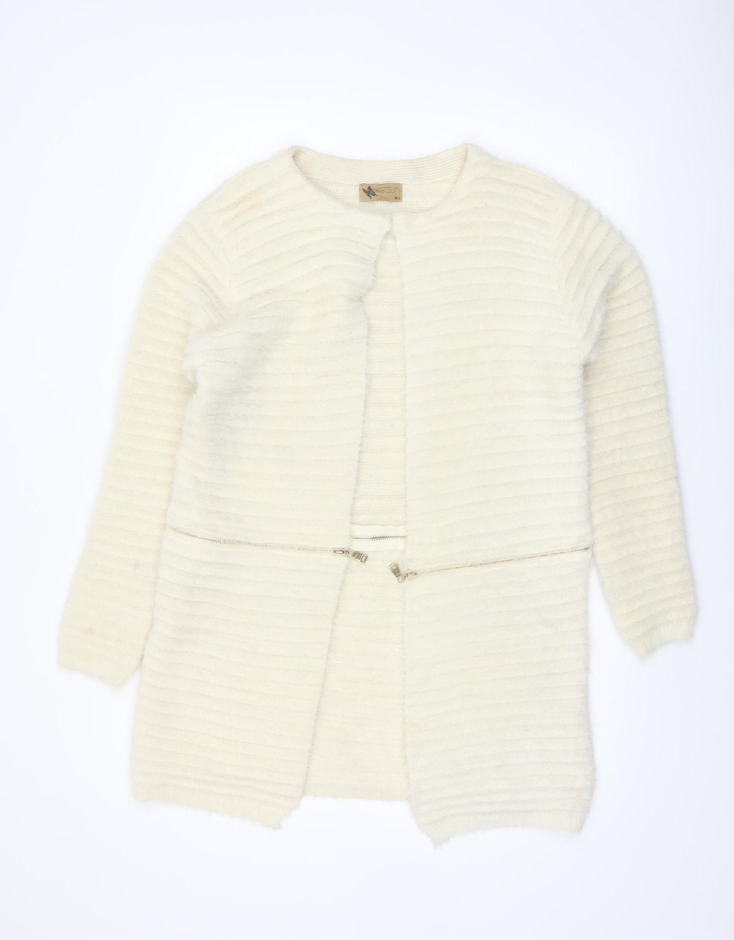 Katsuji Women's Ivory Long Sleeve Knit Cardigan M