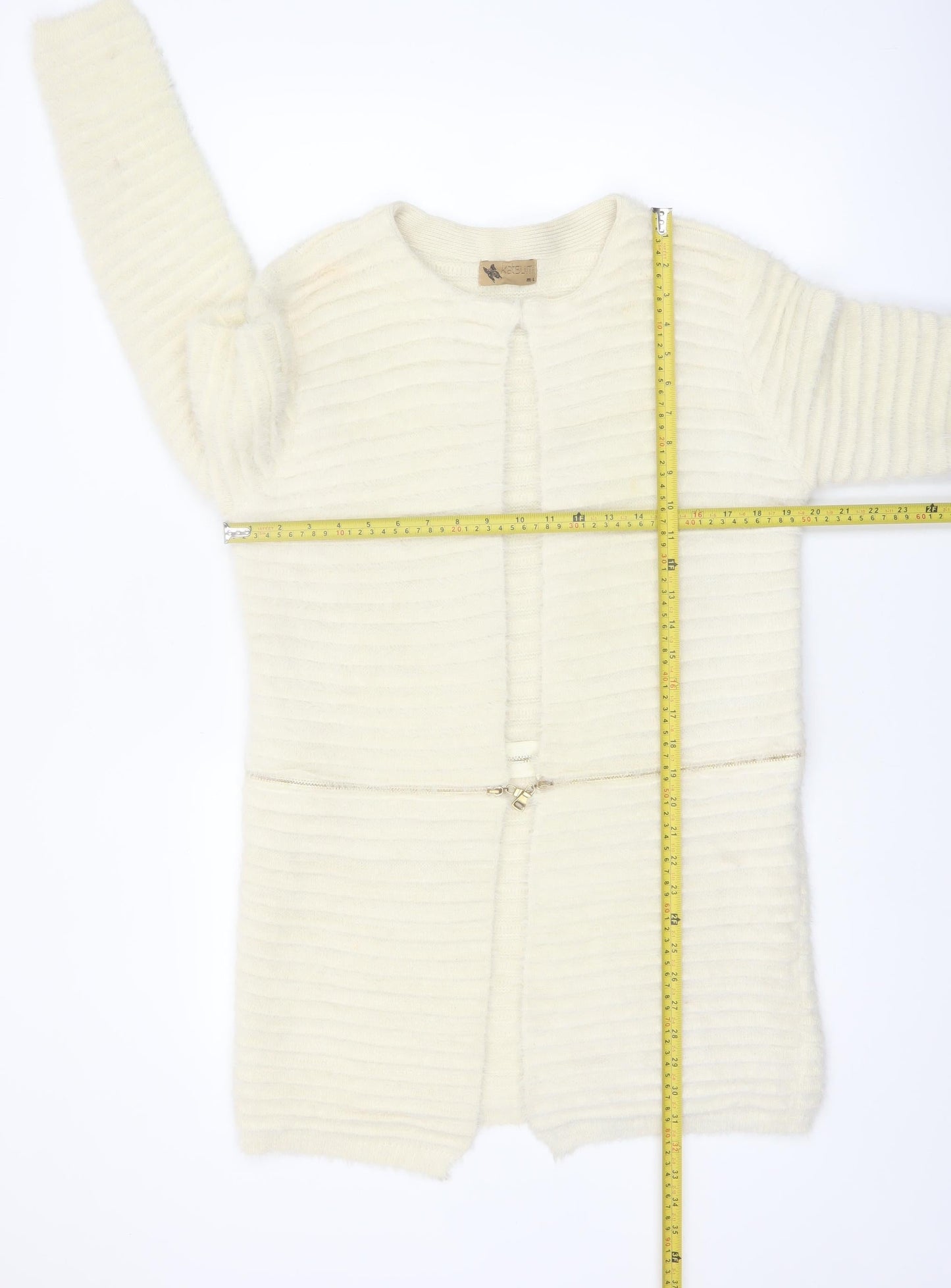 Katsuji Women's Ivory Long Sleeve Knit Cardigan M