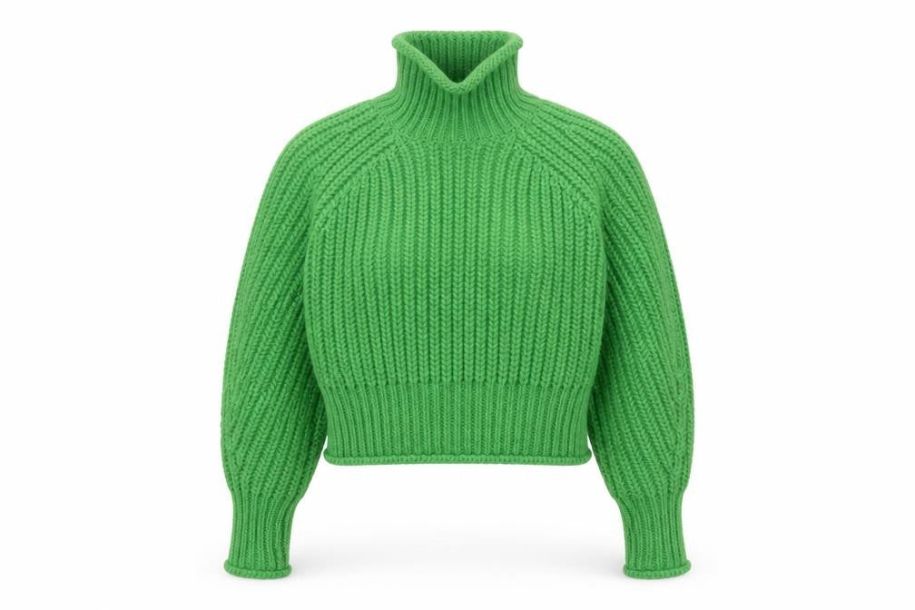 H&M Womens Green Roll Neck Chunky-Knit Jumper Size S