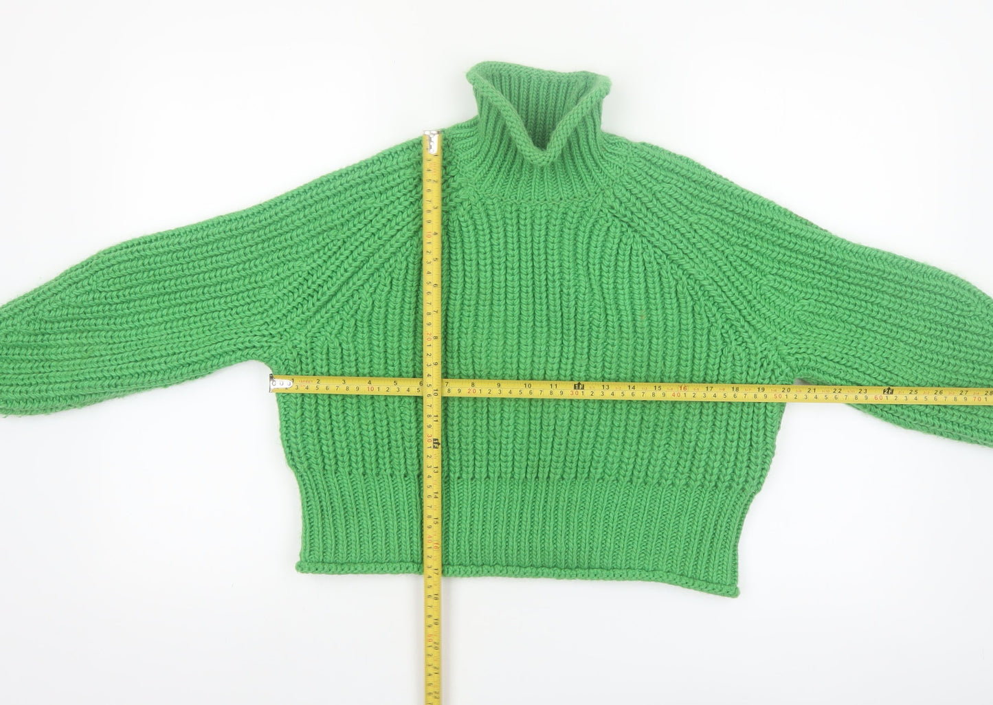 H&M Womens Green Roll Neck Chunky-Knit Jumper Size S