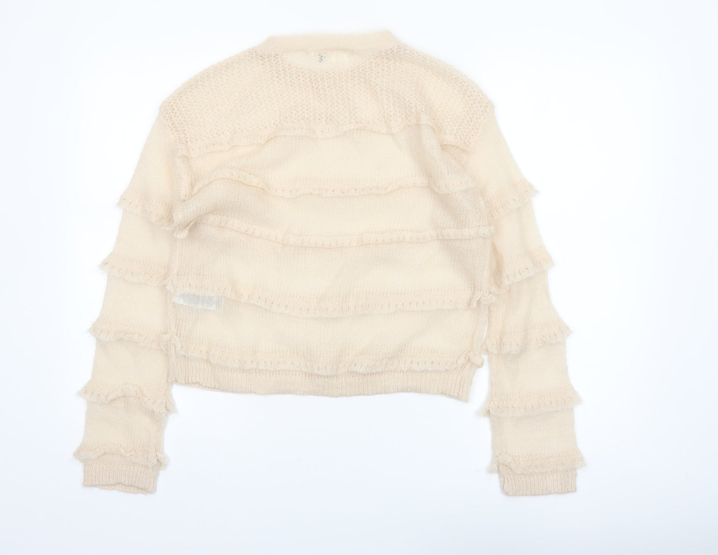 Marks and Spencer Per Una Women’s Beige Ruffle Knit Jumper XS