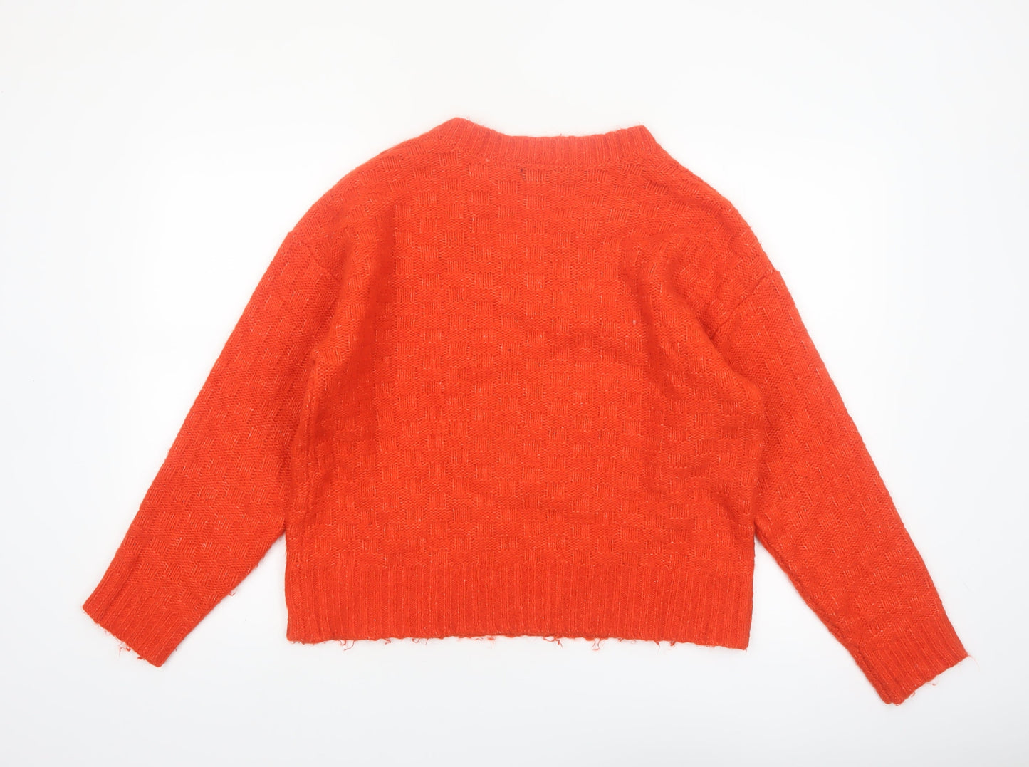 Marks and Spencer Womens Orange V-Neck Knit Pullover Jumper Size M