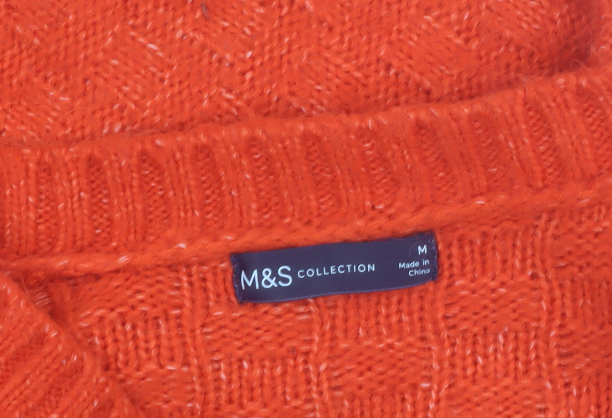 Marks and Spencer Womens Orange V-Neck Knit Pullover Jumper Size M