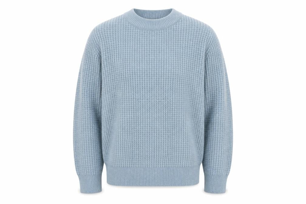 Marks & Spencer Men's Blue Waffle-Knit Crew Neck Jumper M