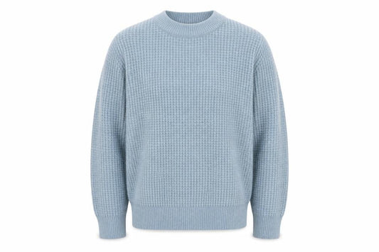 Marks & Spencer Men's Blue Waffle-Knit Crew Neck Jumper M