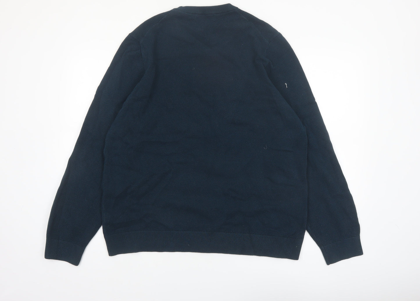Marks and Spencer Men's Blue 2XL Cotton Crew Neck Jumper