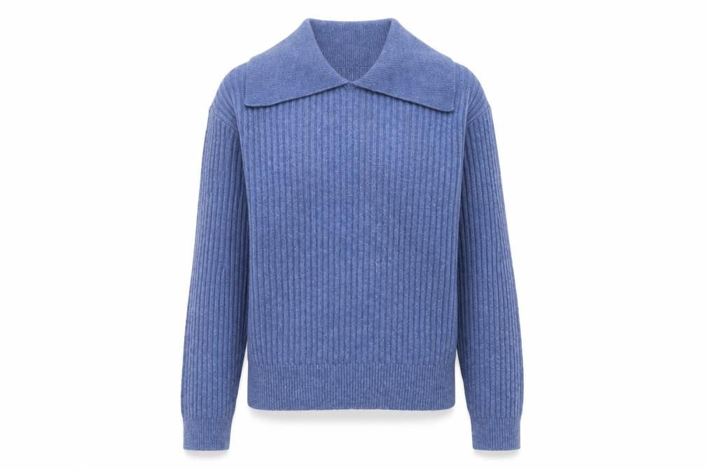 Marks & Spencer Women Blue Collared Ribbed Pullover Jumper Size S