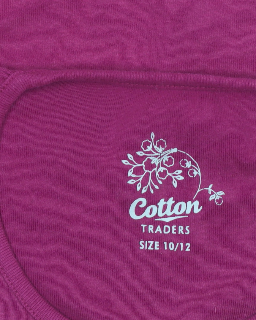 Cotton Traders Women’s Dark Rose Long Sleeve Cotton T-Shirt Size 10/12