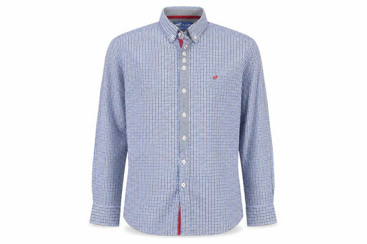 Outrage Men's Blue Check Button-Down Long Sleeve Cotton Shirt Size L