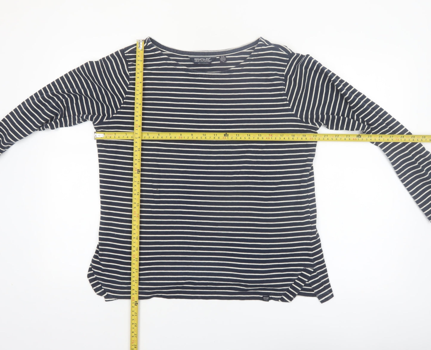 Regatta Womens Blue Striped Long Sleeve Cotton T-Shirt Size 16