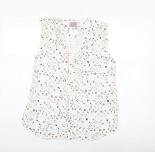Vero Moda Women's White Star Print Sleeveless Viscose Blouse L