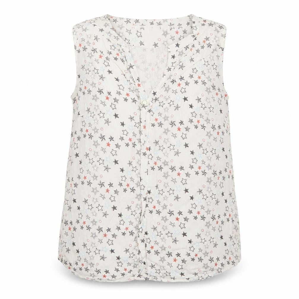 Vero Moda Women's White Star Print Sleeveless Viscose Blouse L