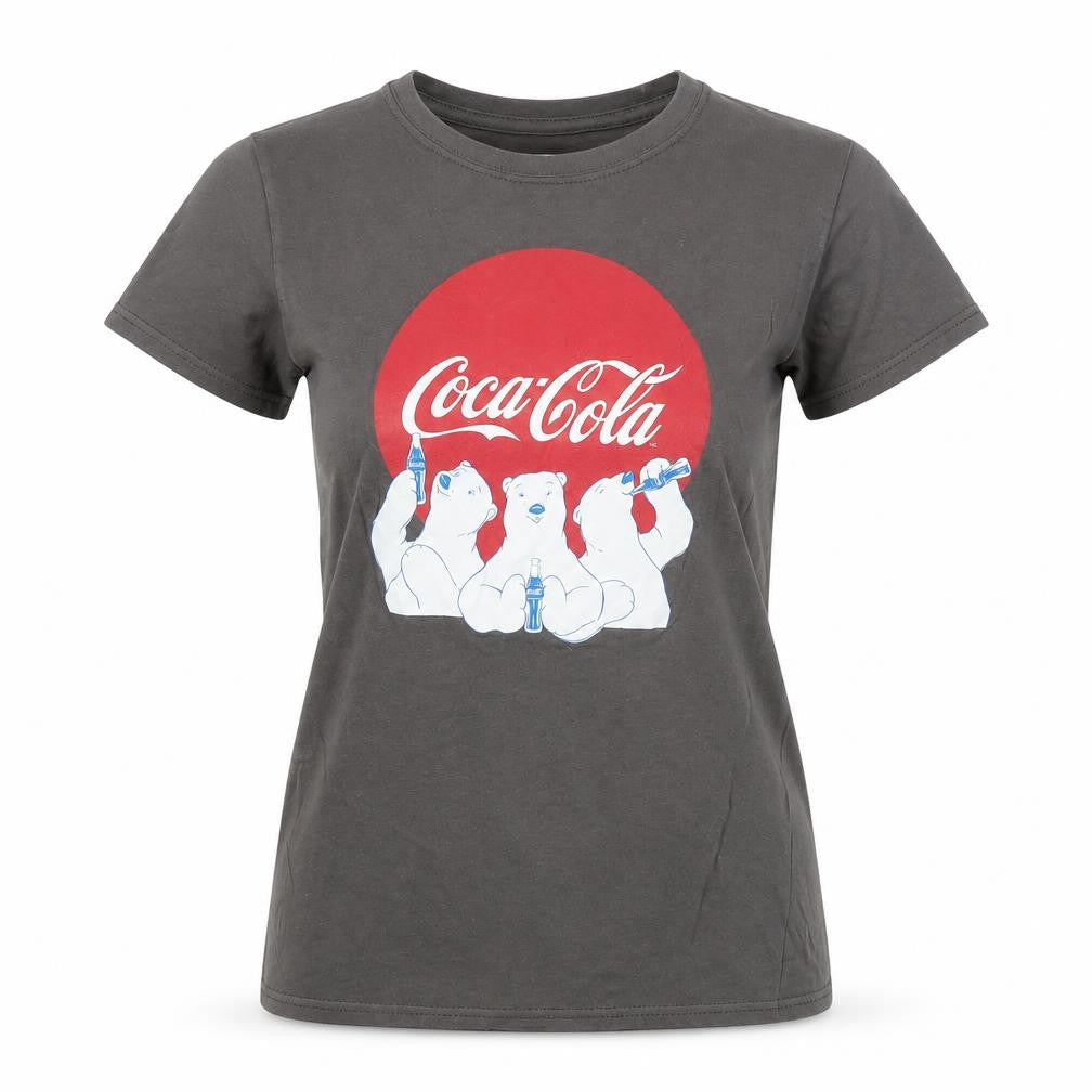 Coca-Cola Womens Grey Polar Bear Graphic T-Shirt Size S