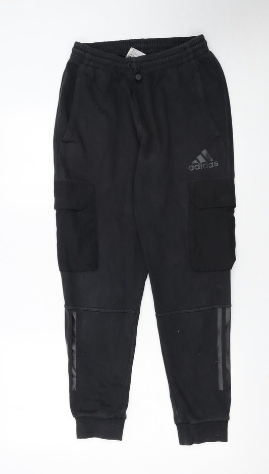 Adidas Men’s Black Cargo Jogger Trousers S Regular Fit