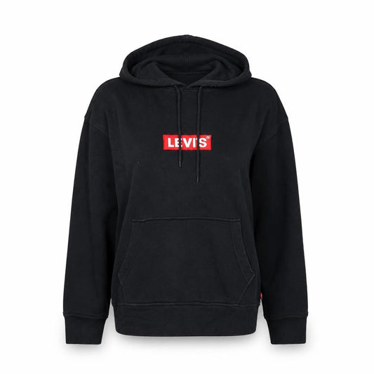 Levi's Women's Black Relaxed Pullover Hoodie Small Cotton Logo
