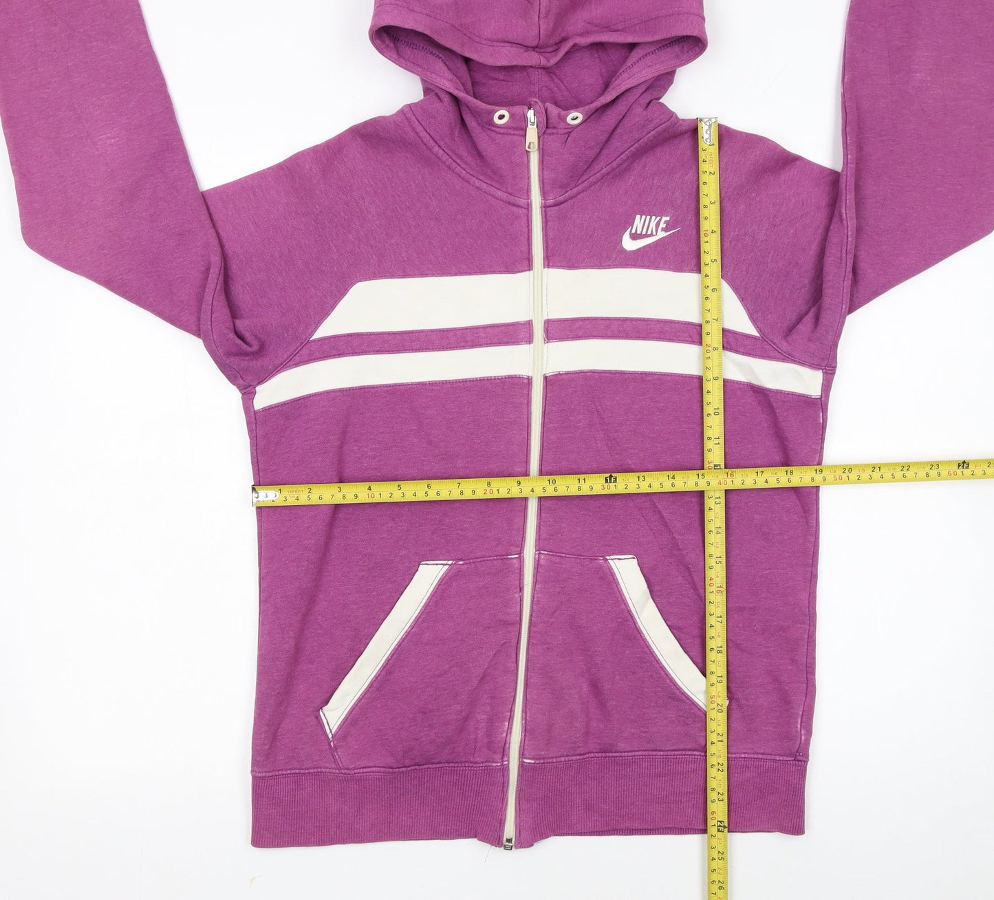 Nike Womens Purple Full Zip Hoodie Size L 12-14 Cotton Blend Sportswear