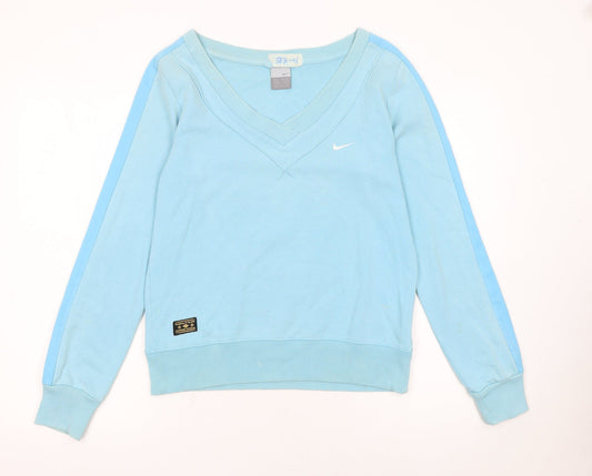 Nike Women Blue V-Neck Pullover Sweatshirt Size L 14/16
