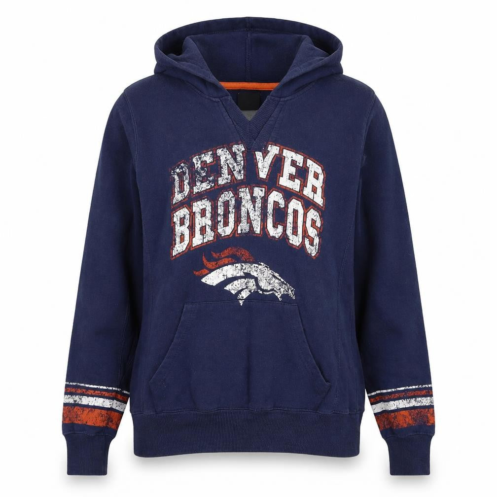 NFL Team Apparel Womens Blue Medium Denver Broncos Pullover Hoodie