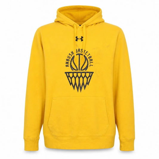 Under Armour Men's Yellow Pullover Hoodie Size S Basketball Graphic