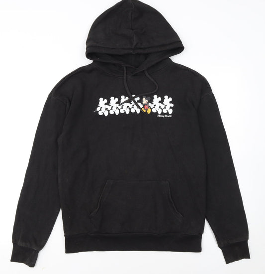 Disney Women Black 2XS Pullover Hoodie Mickey Mouse Graphic Cotton