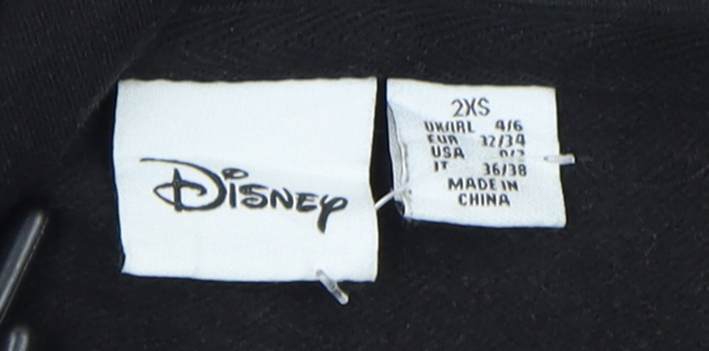 Disney Women Black 2XS Pullover Hoodie Mickey Mouse Graphic Cotton
