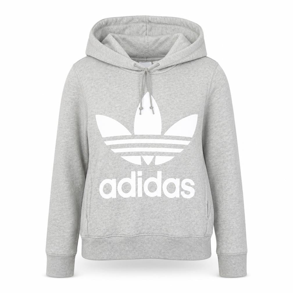 Adidas Womens Grey Hoodie XS Pullover Hooded Sweatshirt Logo