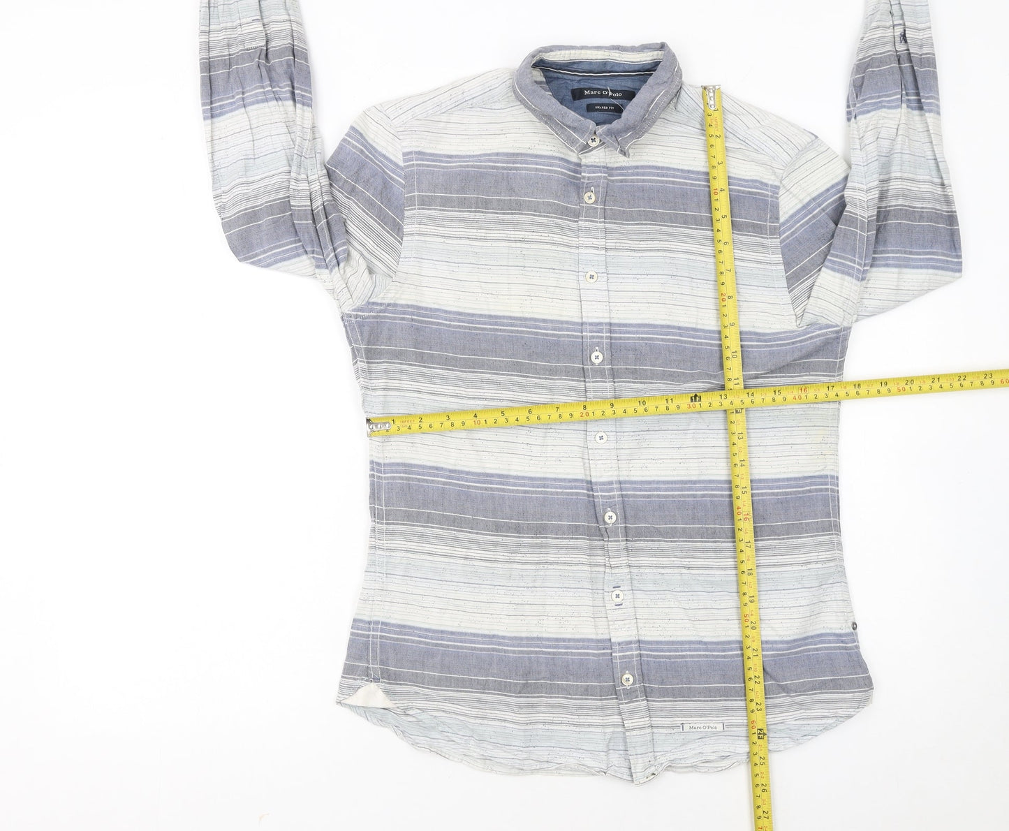 Marc O’Polo Women Blue Striped Button-Up Cotton Shirt S