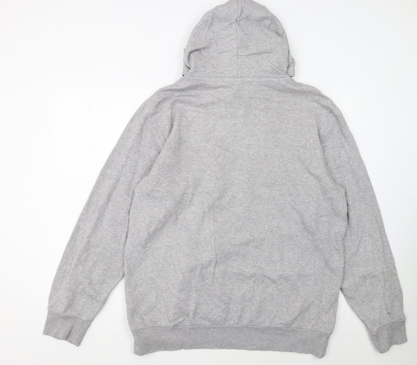 Reebok Men Grey Pullover Hoodie L Logo Fleece Sportswear