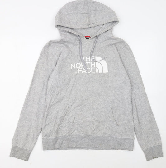 The North Face Womens Grey Pullover Hoodie Size M Logo Print