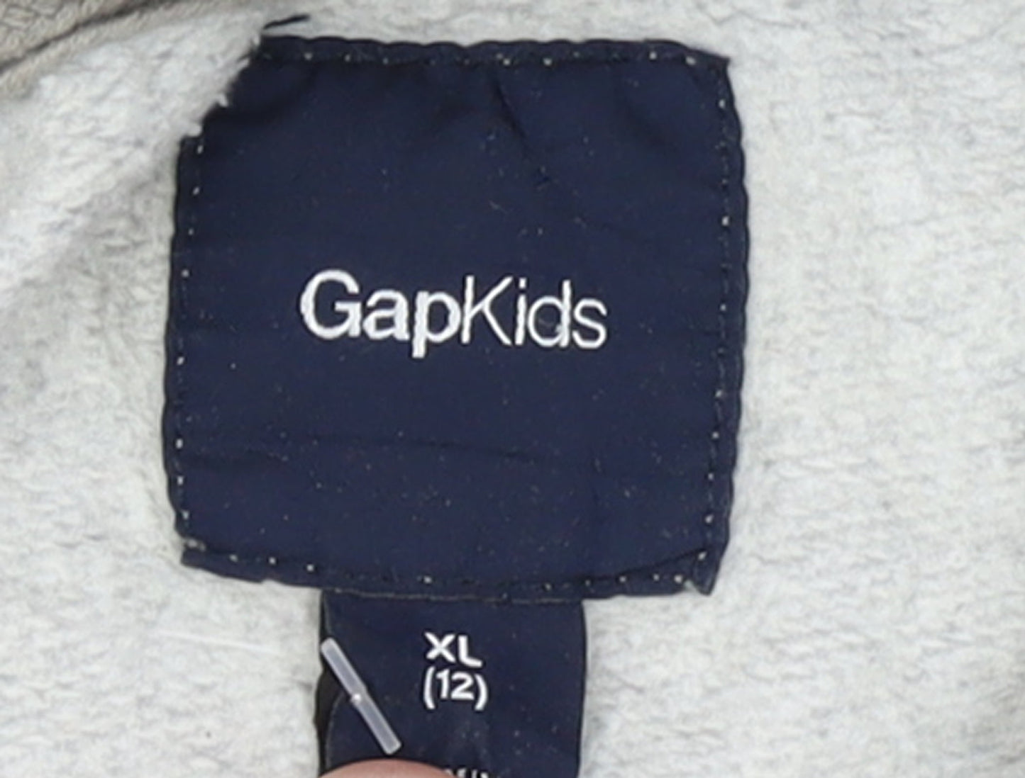 GAP Kids Boys Grey Full Zip Hoodie XL (12 Years) Fleece Lined Casual Sweatshirt