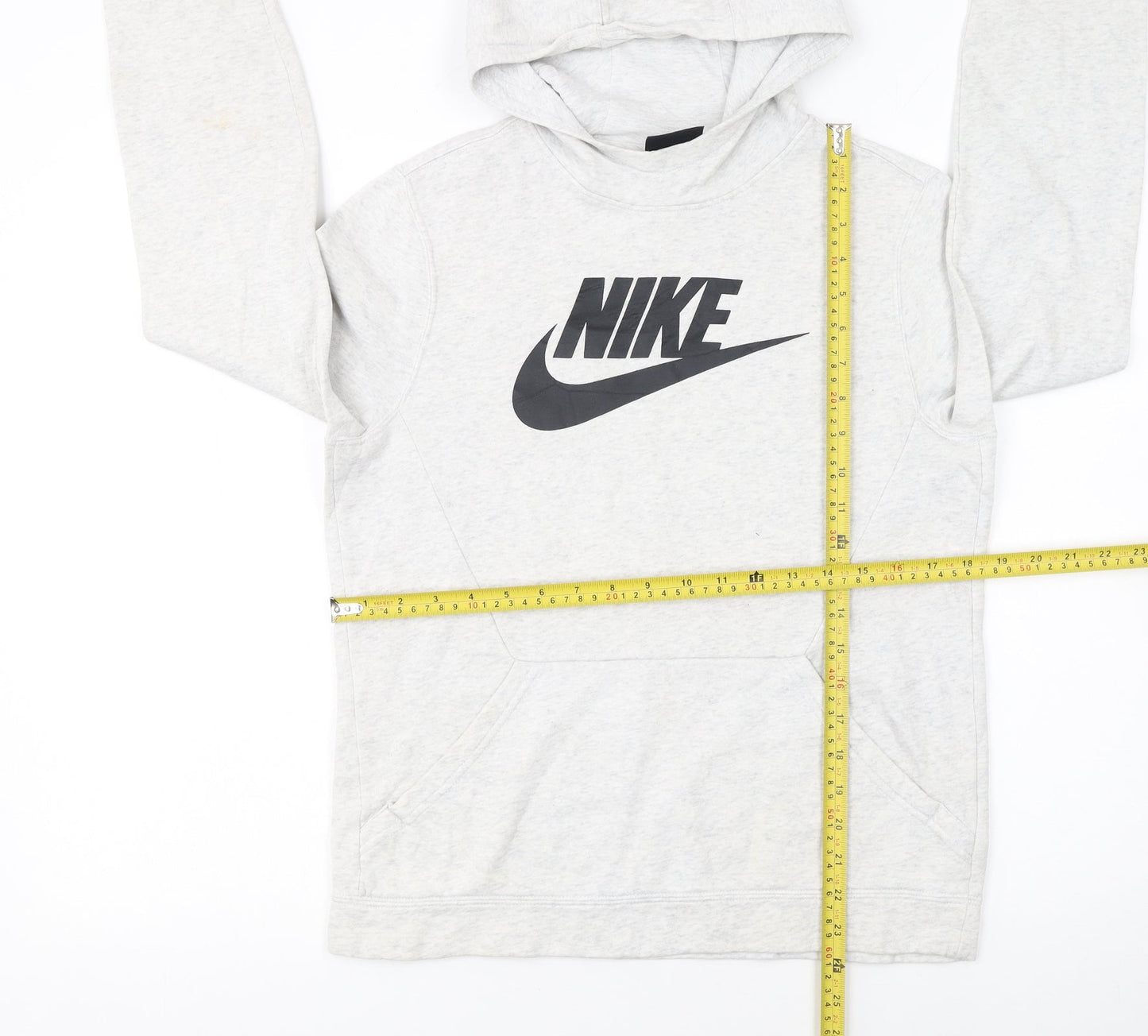 Nike Girls Grey Pullover Hoodie XL 13-15 Years Cotton Blend Logo Sweatshirt