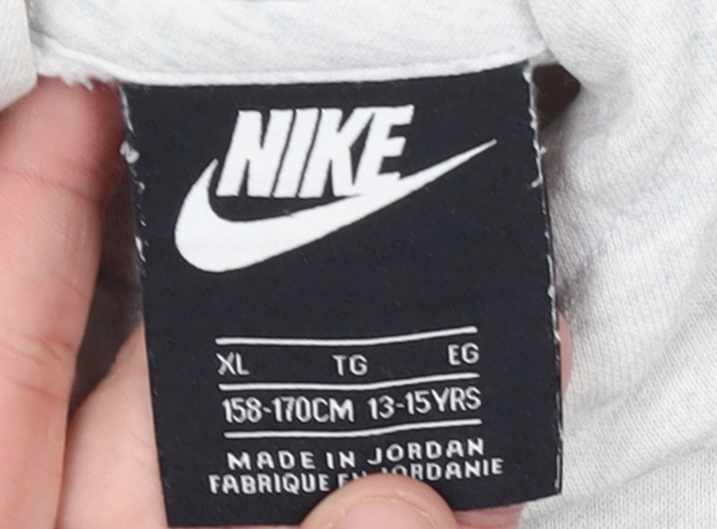 Nike Girls Grey Pullover Hoodie XL 13-15 Years Cotton Blend Logo Sweatshirt