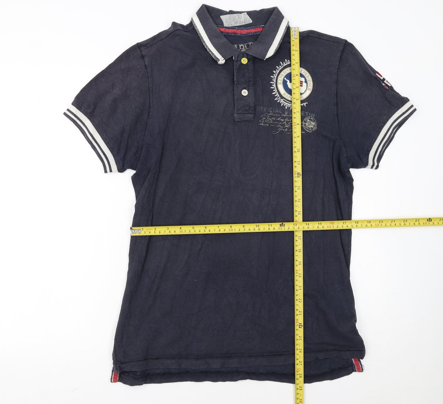 Napapijri Men’s Blue Embroidered Logo Polo Shirt Size L