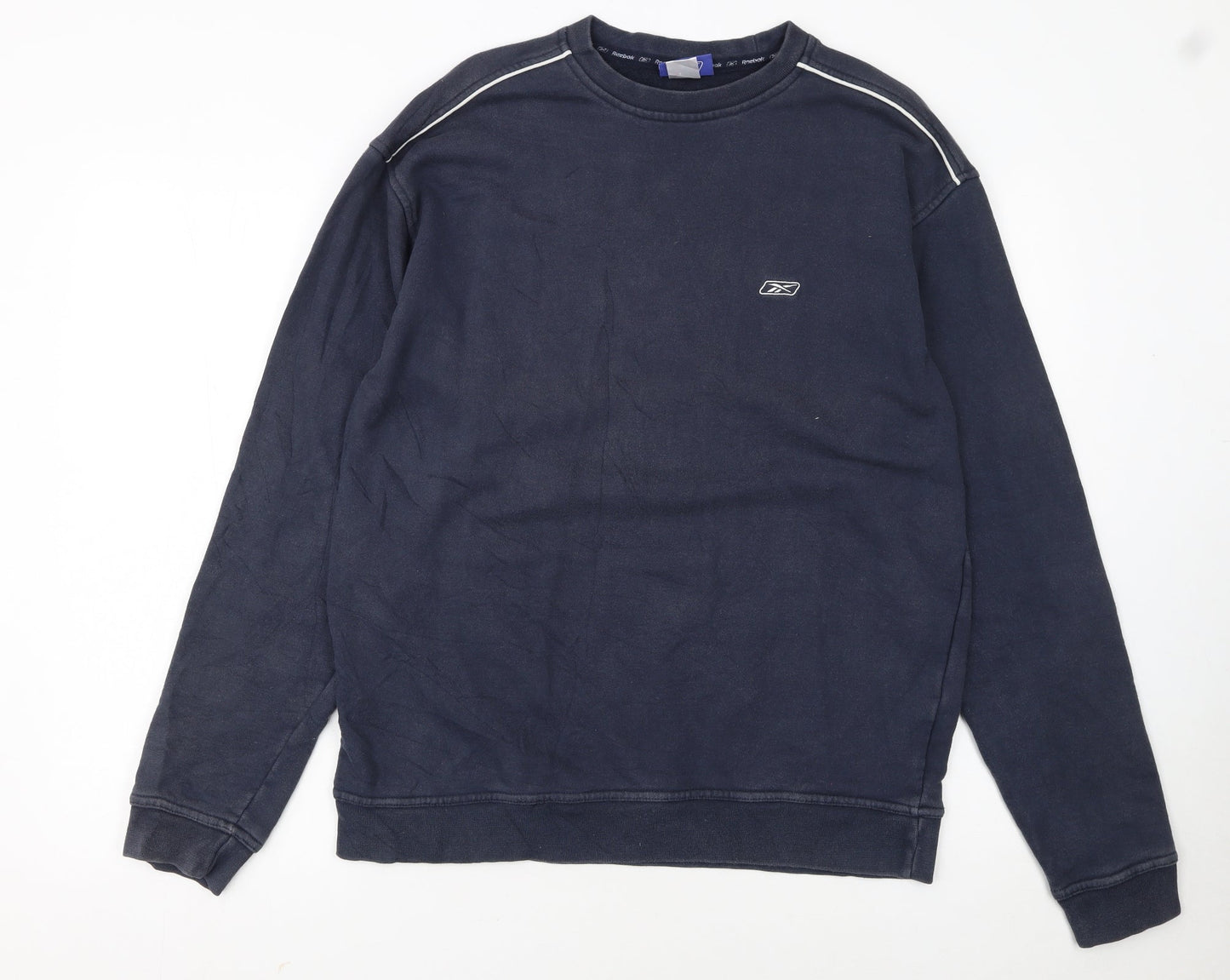 Reebok Men’s Blue Crew Neck Sweatshirt L Pullover Logo Sportswear
