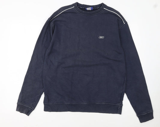 Reebok Men’s Blue Crew Neck Sweatshirt L Pullover Logo Sportswear