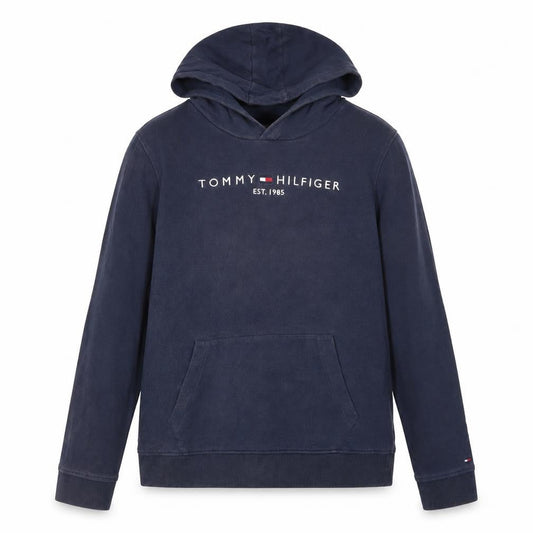 Tommy Hilfiger Girls Blue Pullover Hoodie Size 176 Hooded Logo Sweatshirt