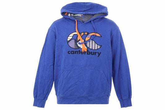 Canterbury Men's Blue Pullover Hoodie S Logo Graphic Rugby Style