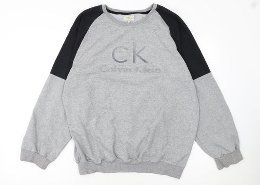 Calvin Klein Jeans Men's Grey 2XL Pullover Sweatshirt Classic Logo