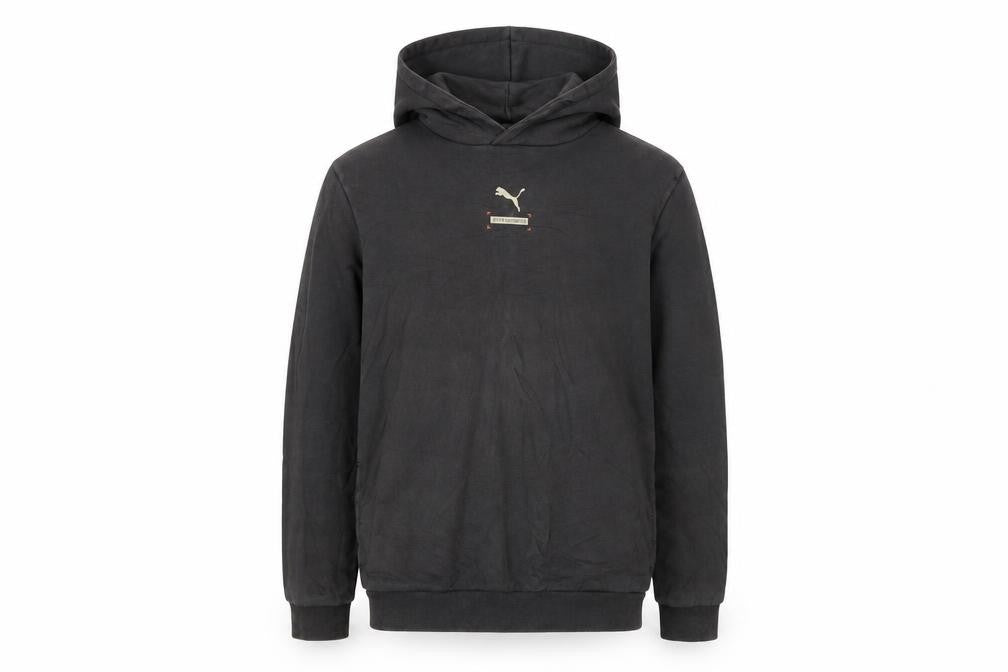 Puma Boys Black Pullover Hoodie 13-14 Years Fleece Graphic Logo Sweatshirt