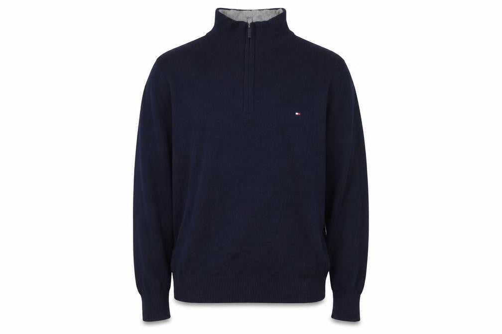 Tommy Hilfiger Men's Blue Wool Half Zip Jumper XL