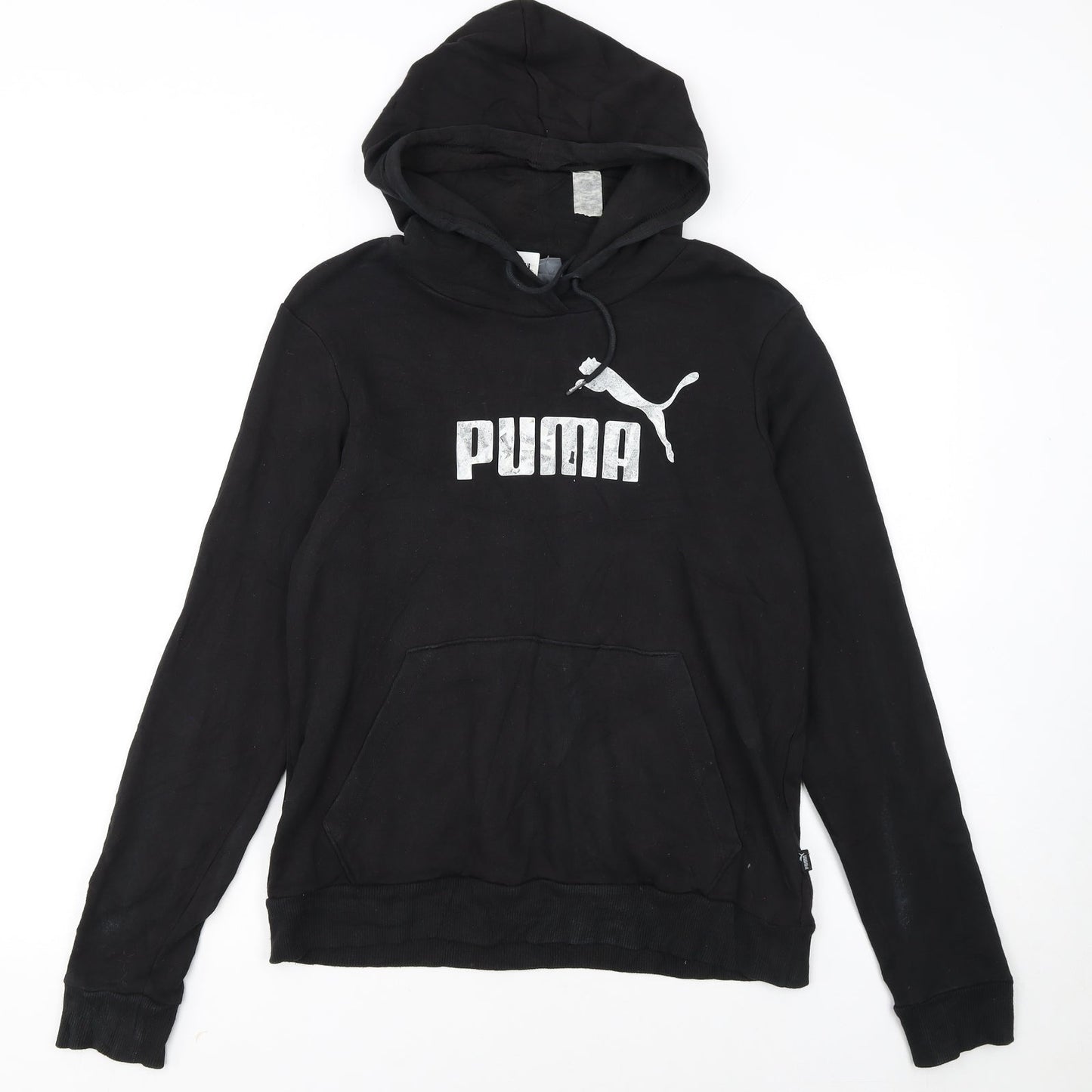 Puma Women's Black Pullover Hoodie Size 14 Logo Print Casual