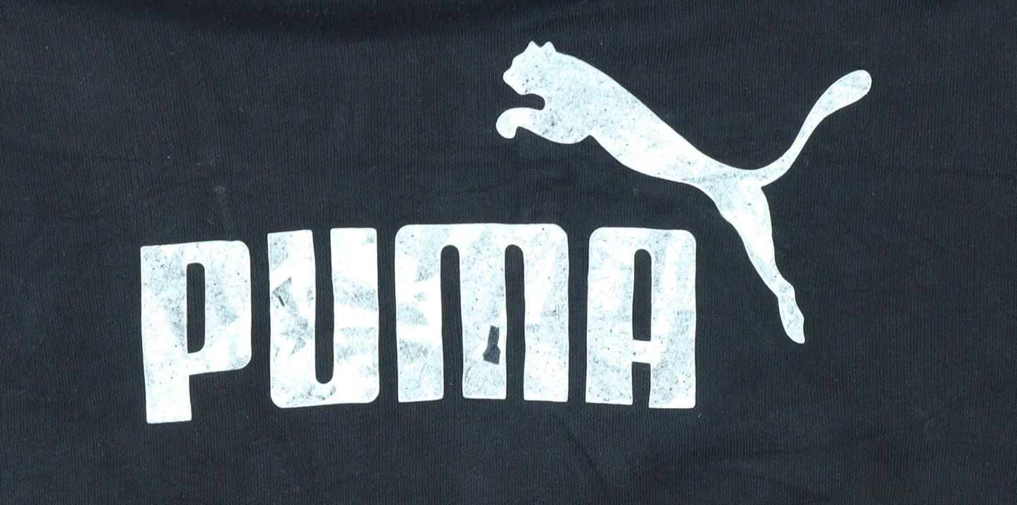 Puma Women's Black Pullover Hoodie Size 14 Logo Print Casual