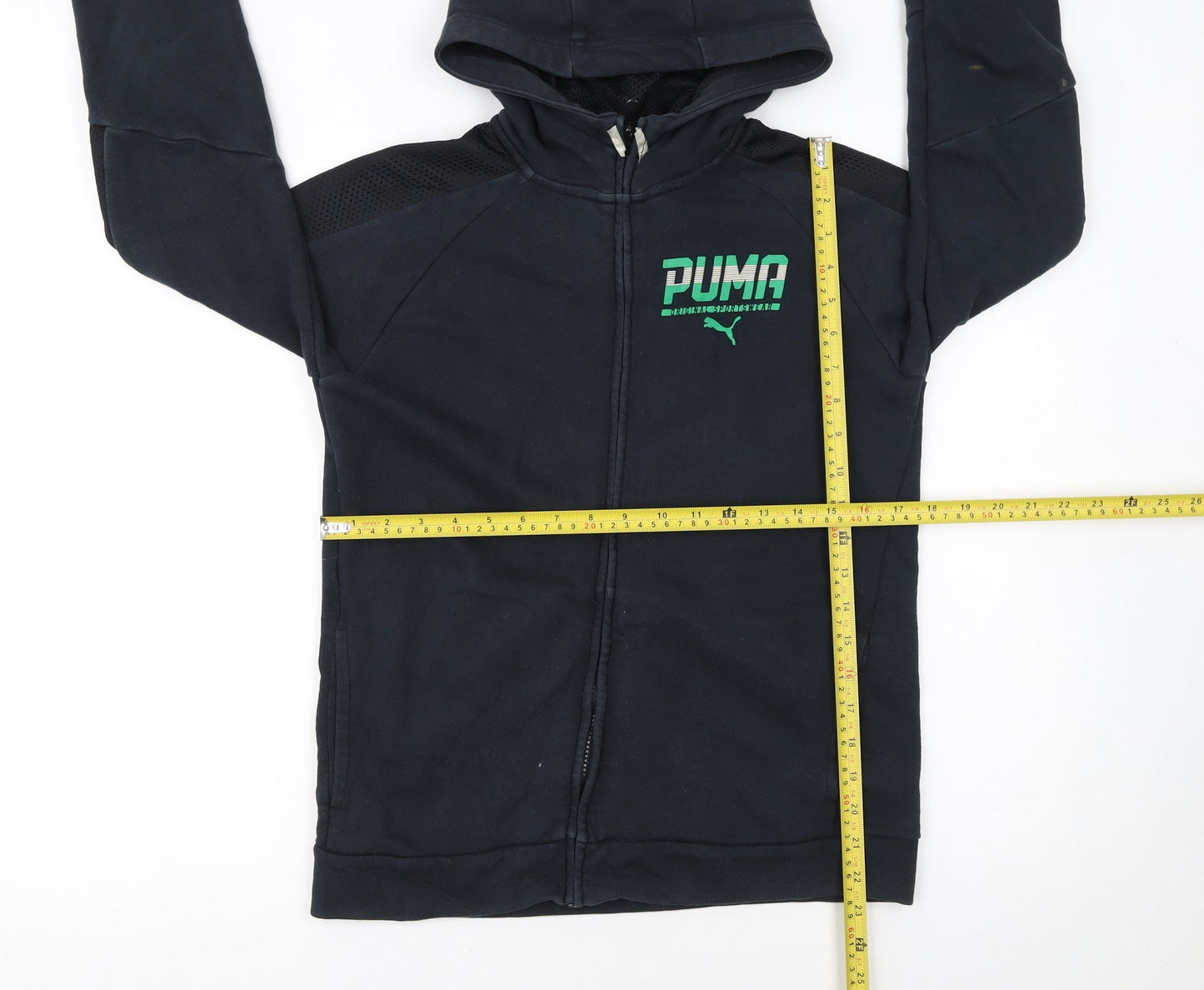 Puma Boys Black Full Zip Hoodie 13-14 Years Classic Sportswear
