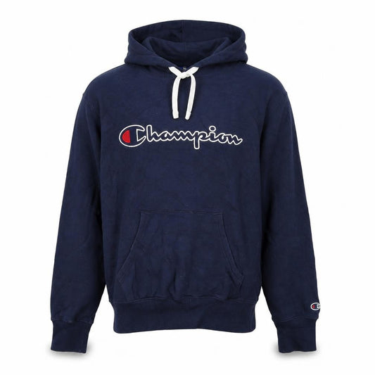 Champion Men's Blue Pullover Hoodie Medium Embroidered Logo
