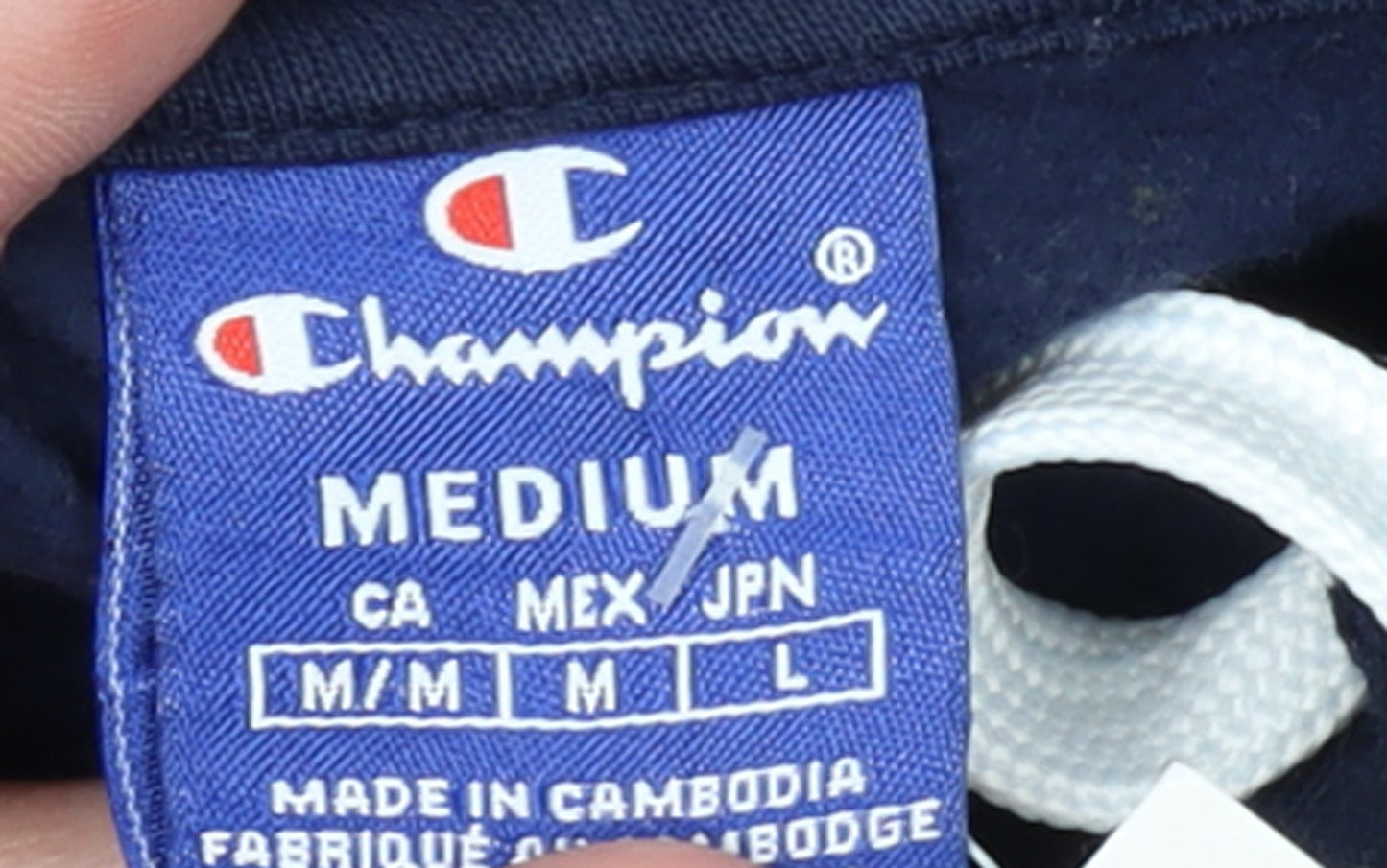 Champion Men's Blue Pullover Hoodie Medium Embroidered Logo