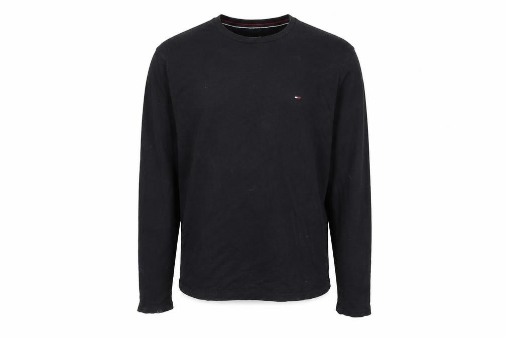 Hilfiger Denim Men's Black Long Sleeve Crew Neck Cotton T-Shirt L