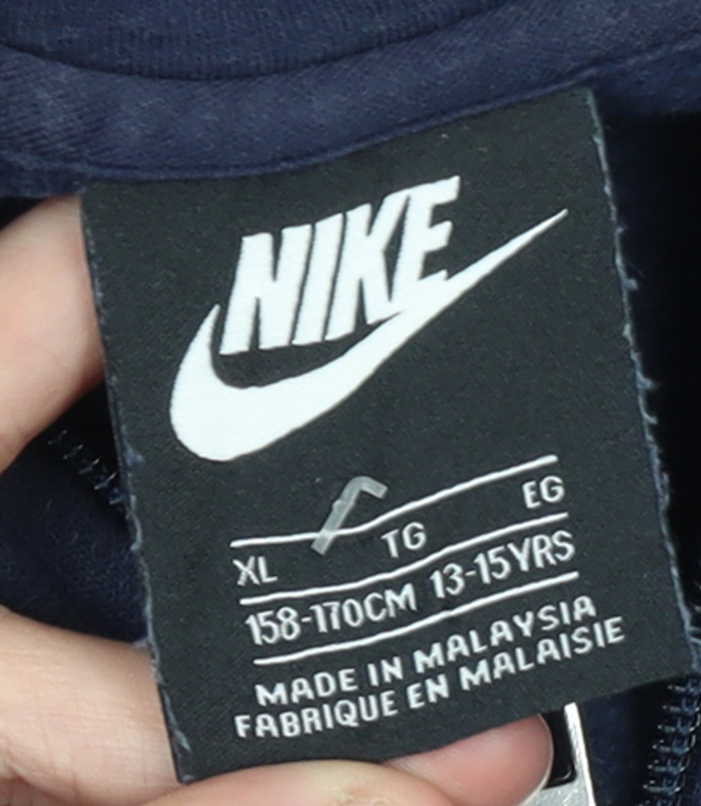 Nike Boys Navy Blue Full Zip Hoodie XL 13-15 Years Fleece Sweatshirt