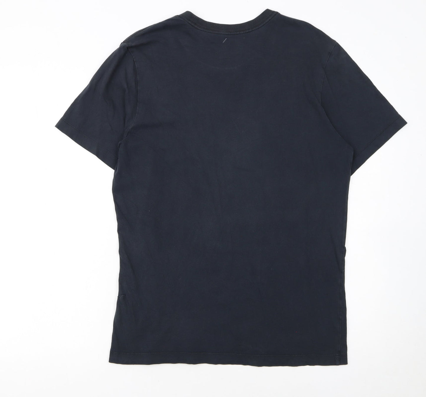 Nike Men Black Graphic Swoosh Regular Fit Crew Neck T-Shirt M